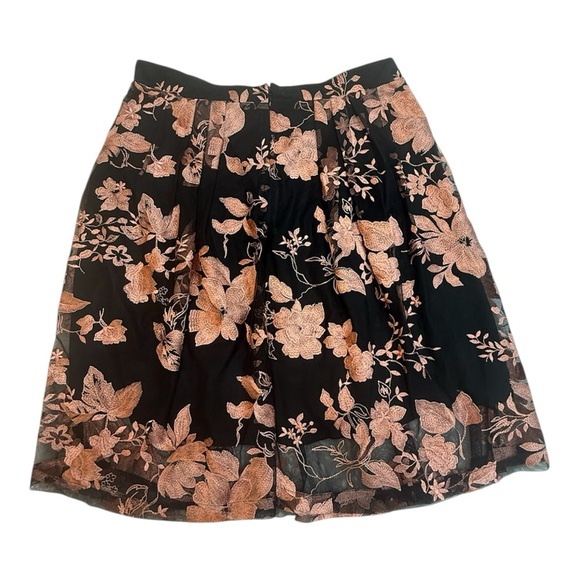 Eva Mendes New York & Co A-Line Midi Floral Embroidered Skirt Size 18 - Picture 1 of 5